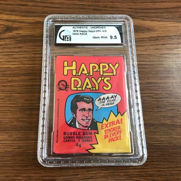 1976 Happy Days Fonz TV Show Cards Unopened Wax Pack O-Pee-Chee GAI 9.5 Gem Mint - Picture 1 of 8